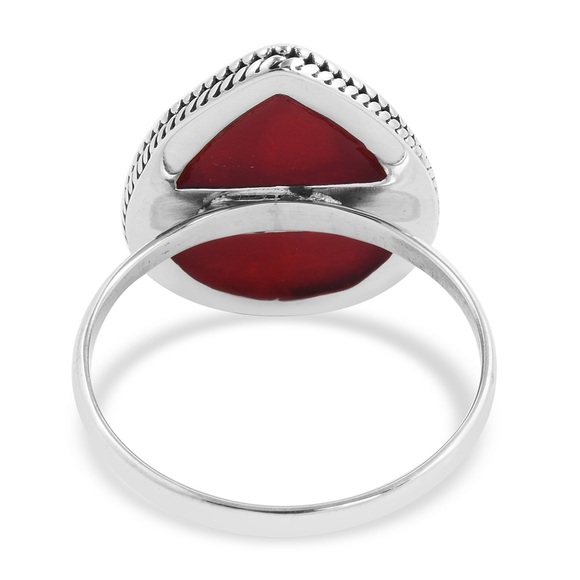 Sponge Coral Teardrop Shaped Solitaire Ring Size 7 - Picture 6 of 7